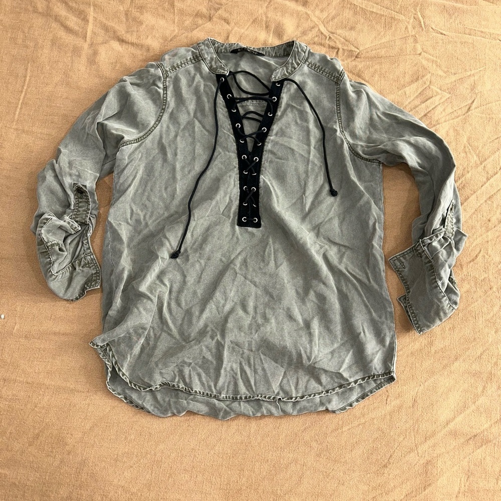 Express Green Lace up shirt